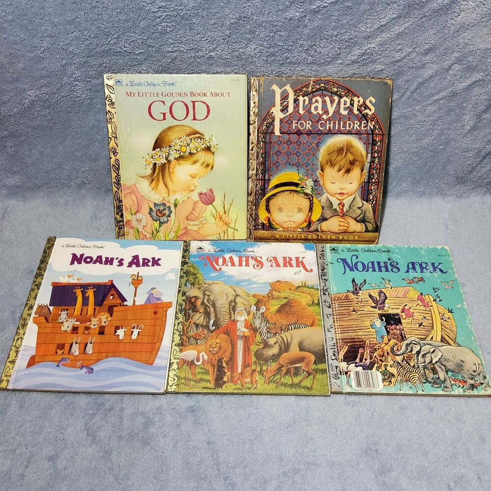 Vintage Religious Little Golden Books Lot (5) Noah's Ark Prayers God Eloise Wilk